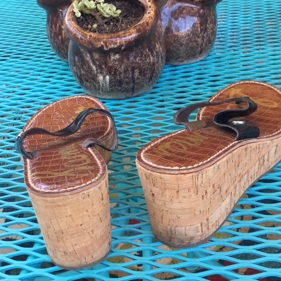 Sam Edelman Black Cork Heel Hong Sandals - Picture 4 of 5